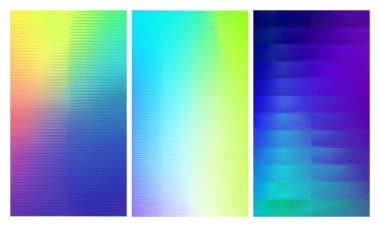 Üç adet buzlu kaburgalı cam doku seti. Bükülmüş cam yüzeydeki değişken yansımalar. Ilık, parlak bir yüzeye sahip ışıl ışıl bir ışık. Vektör İllüstrasyonu