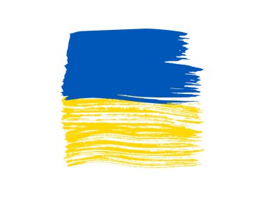 Grunge tarzında Ukrayna ulusal bayrağı. Ukrayna 'nın fırça darbesi bayrağıyla boyanmış. Vektör illüstrasyonu