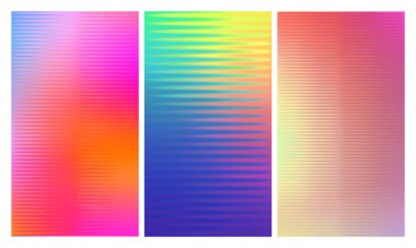 Üç adet buzlu kaburgalı cam doku seti. Bükülmüş cam yüzeydeki değişken yansımalar. Ilık, parlak bir yüzeye sahip ışıl ışıl bir ışık. Vektör İllüstrasyonu