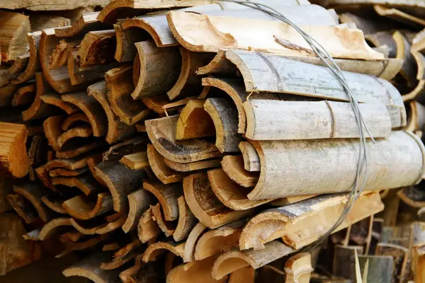 Pile de bois de chauffage de bambou, Chine méridionale — Photo