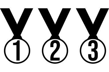 Evrensel spor sıralaması için 1, 2 ve 3 numaralı altın, gümüş ve bronz madalyalar.