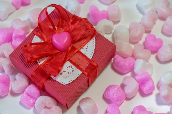 Heart shaped chocolates in a gift box Royalty Free Stock Photos