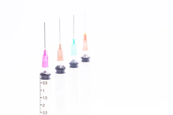 Medical Equipment Syringes Medical Instruments Syringes Syringes Needles Syringes Colorful — Stock Photo, Image