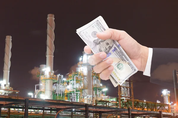 Dólares Estadounidenses Mano Obra Sobre Planta Refinería Petróleo Industria Petroquímica — Foto de Stock