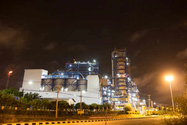 Planta Refinería Petróleo Producción Petróleo Industria Petroquímica Por Noche — Foto de Stock