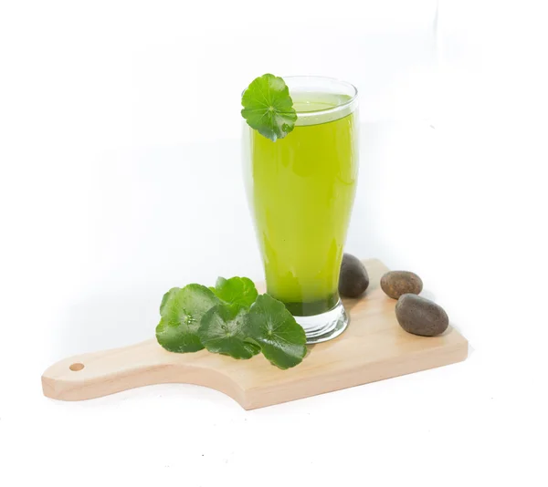Pennywort or asiatic herbal Smoothie in glass, Helathy drink on — Stock Photo, Image