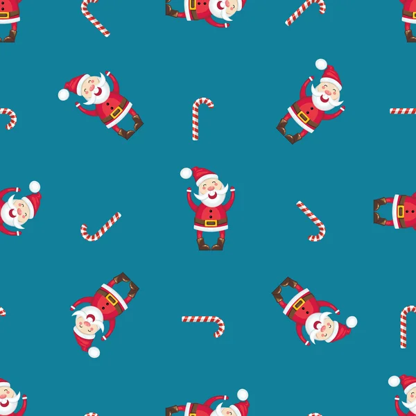 无缝模式与圣诞老人和糖果手杖 — 图库矢量图片