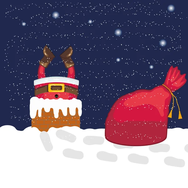 Père Noël et cheminée — Image vectorielle