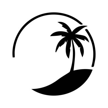 plaj, illüstrasyon, sembol, doğa, yaz, manzara, ağaç, vektör, tropik, tatil, ada, ikon, grafik, tatil, deniz, hindistan cevizi,