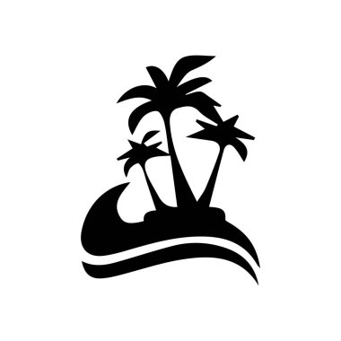 plaj, illüstrasyon, sembol, doğa, yaz, manzara, ağaç, vektör, tropik, tatil, ada, ikon, grafik, tatil, deniz, hindistan cevizi,