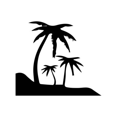 plaj, illüstrasyon, sembol, doğa, yaz, manzara, ağaç, vektör, tropik, tatil, ada, ikon, grafik, tatil, deniz, hindistan cevizi,