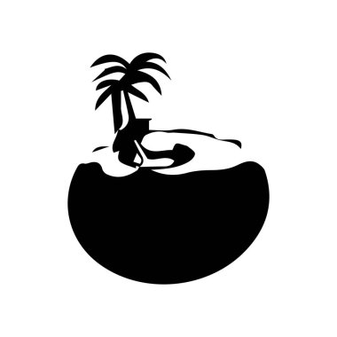 plaj, illüstrasyon, sembol, doğa, yaz, manzara, ağaç, vektör, tropik, tatil, ada, ikon, grafik, tatil, deniz, hindistan cevizi,