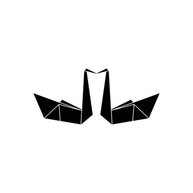 Origami Formu 'ndan esinlenilen Kuğu Şekli, Logo, Pictogram, Kuş Figürü, Web Sitesi, Uygulamalar veya Grafik Tasarım Elemanı için kullanılabilir. Vektör İllüstrasyonu