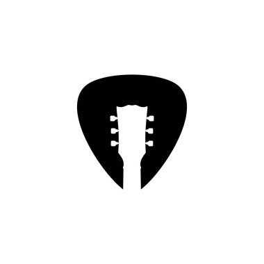 Gitar Baş Silueti Plectrum Şeklinde veya Gitar Penasında, Pictogram, Logo Gram, Apps, Simge, İmza veya Grafik Tasarım Elementi için kullanılabilir. Vektör İllüstrasyonu