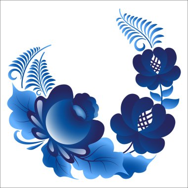 Gzhel çiçek desenli