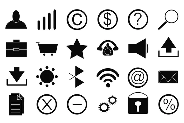 Siyah ve beyaz simgeler kümesi içeren tablo