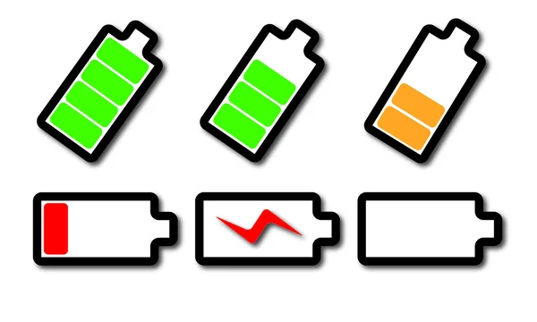 Energia. Conjunto de ícones bateria — Vetor de Stock