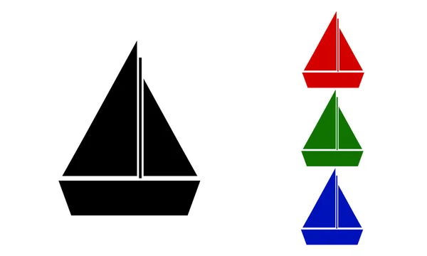 Bateau naviguant en différentes couleurs — Image vectorielle