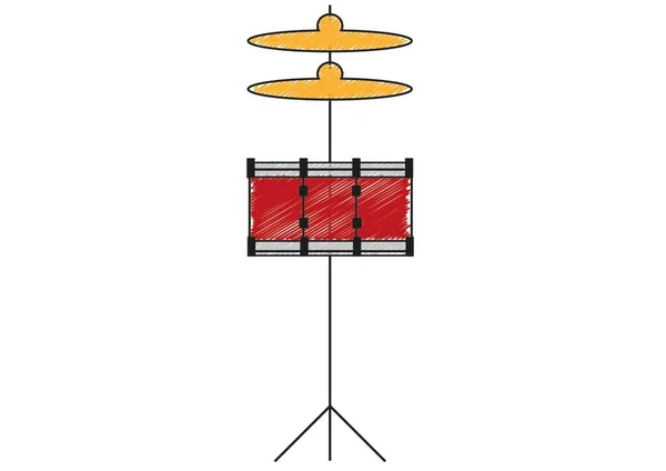 Tamblor Bateria Com Dois Discos Tamblor Tambor Com Dois Pratos — Vetor de Stock