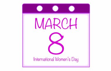 8 Mart 'ta kadınları tebrik etmek için takvim yaprağı şeklinde süslenmiş kart