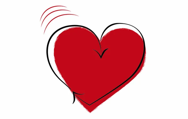 Piękne Czerwone Serce Czarnym Śladem Kartkę Życzeniami Walentynek — Wektor stockowy
