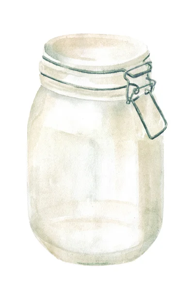 Glass jar watercolor illustration — Stock Photo, Image