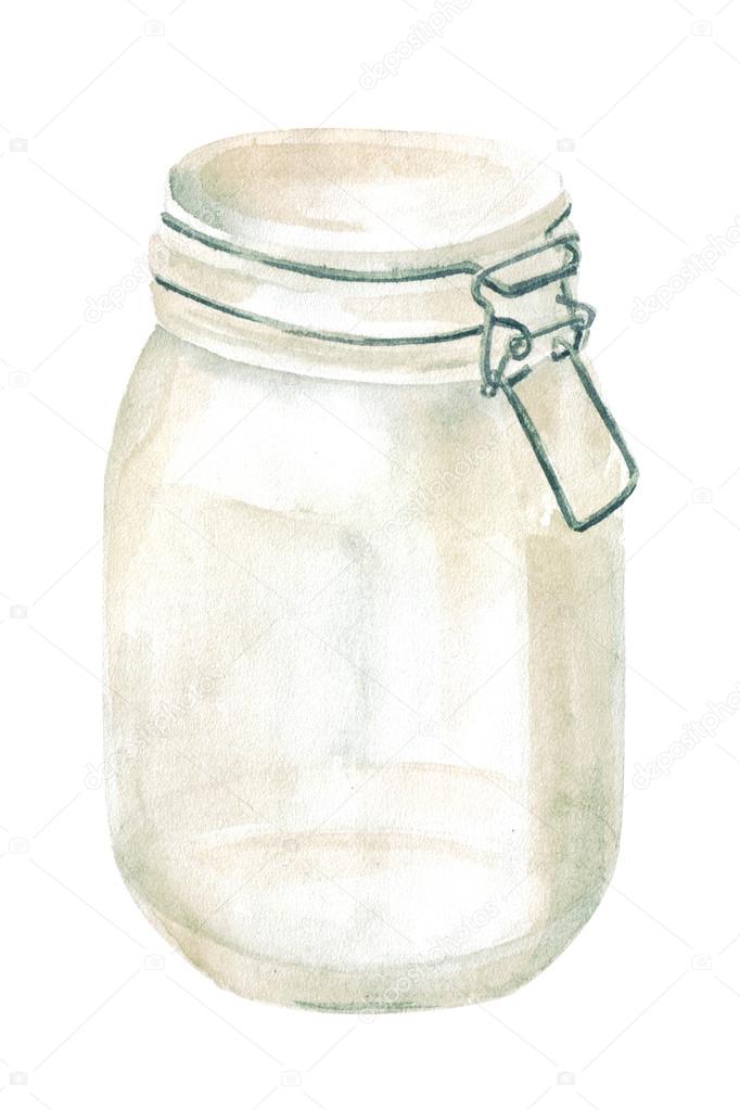 glass jar watercolor illustration