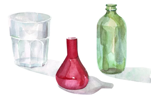 Watercolor glass objects — Stock Photo, Image