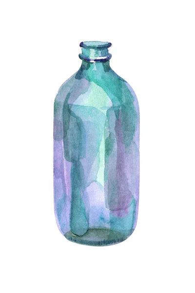 Watercolor Glass bottle — Stock Photo, Image