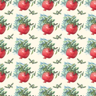 Nar beyaz arka plan üzerinde doğadan kroki çizimi ile desen