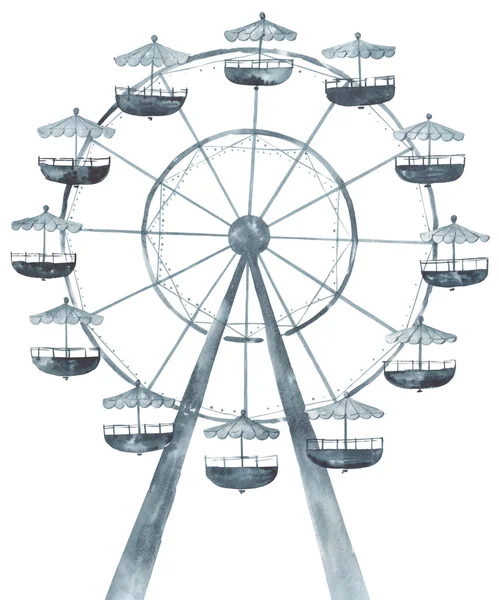 Ferris wheel watercolor illustration — Stock Photo, Image