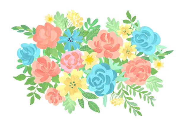 Kwiatowy panel w stylu retro ilustracja akwarela — Zdjęcie stockowe