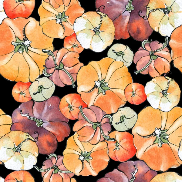 Watercolor pumpkin Pattern — Stock Photo, Image