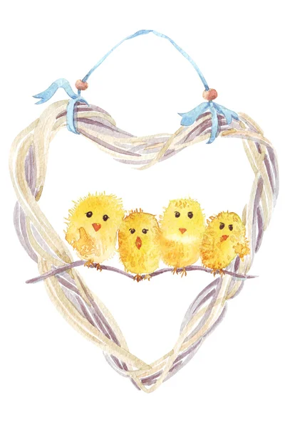 Velikonoční mláďata věnec ilustrace — Stock fotografie