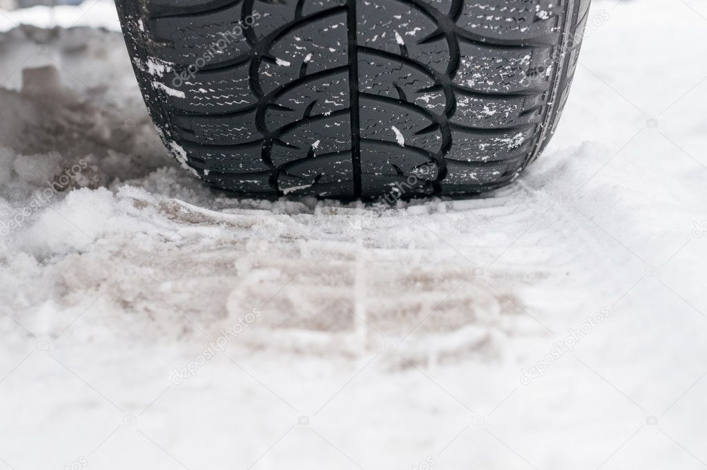 Winter tyre on the road