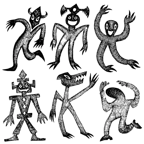 Personaggi dei cartoni animati grotteschi — Vettoriale Stock