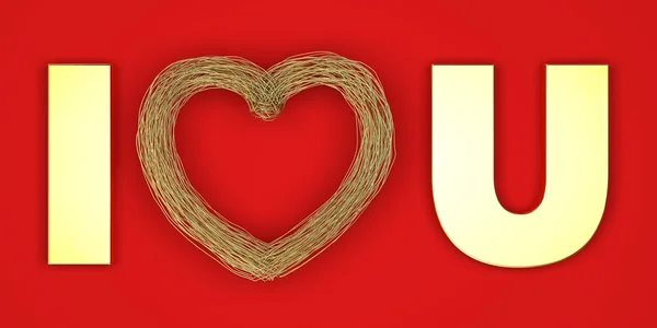 "I Love U "con cuore cablato . — Foto Stock