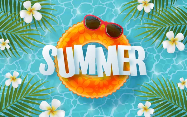 Diseño Vectorial Vacaciones Verano Con Playa Coloridas Flores Tropicales Heliconia — Vector de stock