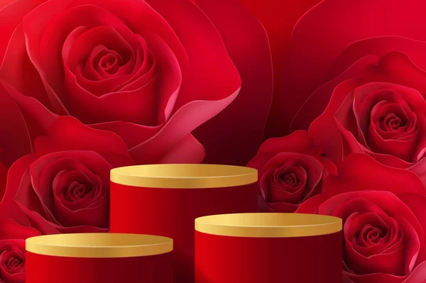 Productos Fondo Para Podio San Valentín Con Hojas Eucalipto — Archivo Imágenes Vectoriales