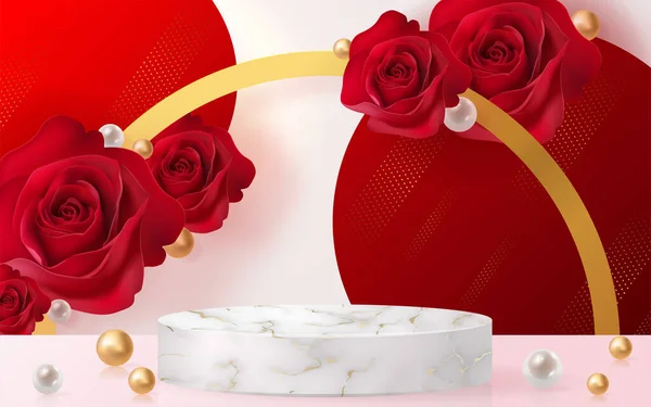 Produits Fond Pour Podium Saint Valentin Rouge Rose Vecteur Fond — Image vectorielle