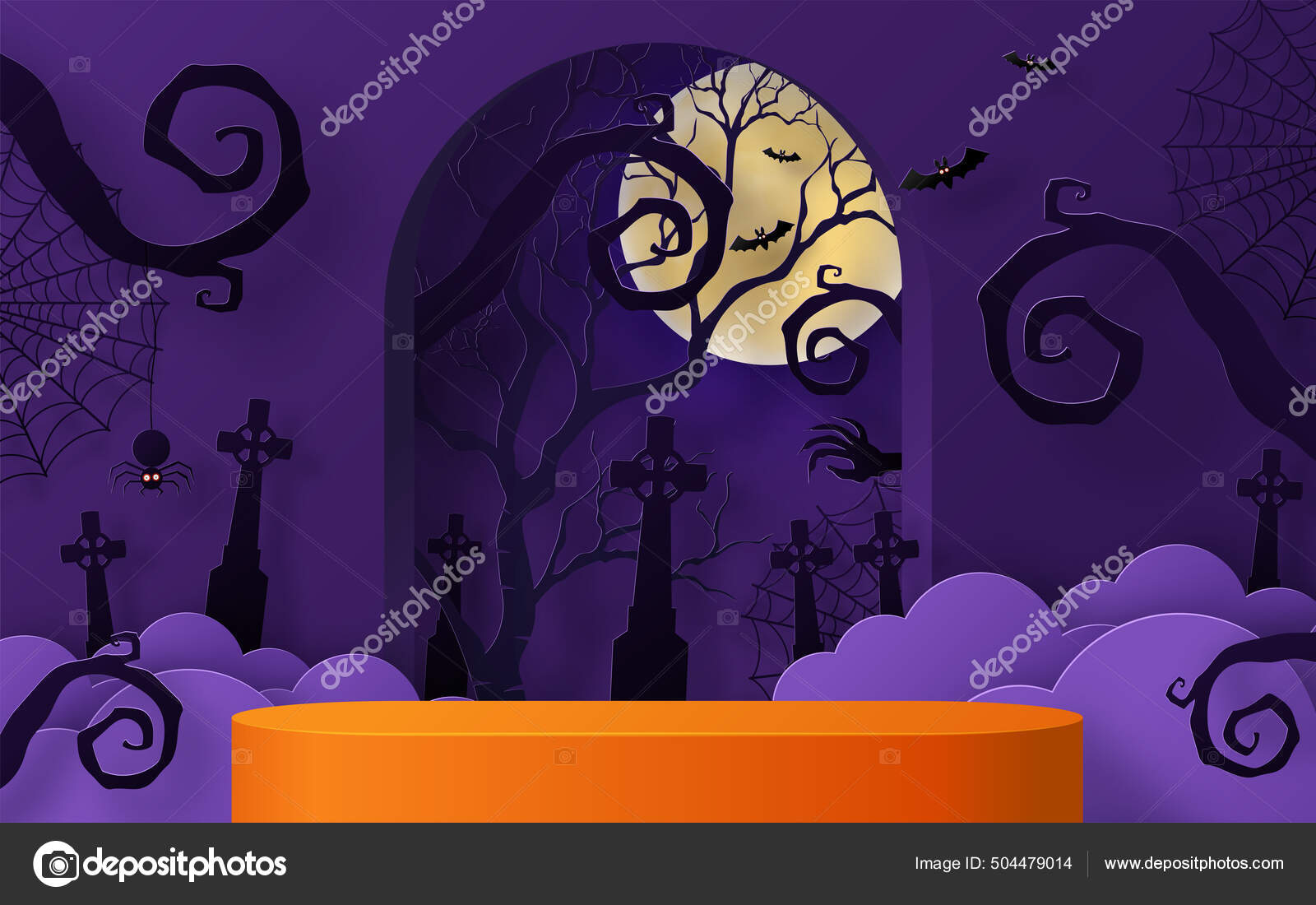 Halloween Festival Background Design Podium Square Box Stage Podium Ghost  Stock Vector Image by © #504479014