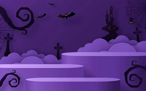 Projeto Fundo Festival Halloween Com Podium Rodada Caixa Quadrada Palco — Vetor de Stock