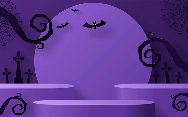 Halloween Fesztivál Háttér Design Pódium Kerek Négyzet Doboz Színpadon Pódium — Stock Vector