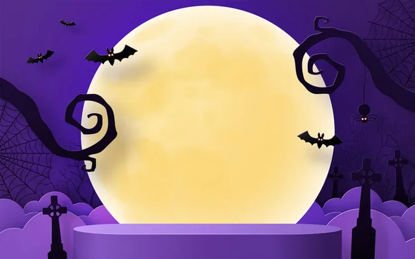 Halloween Festival Background Design Podium Square Box Stage Podium Ghost — Διανυσματικό Αρχείο