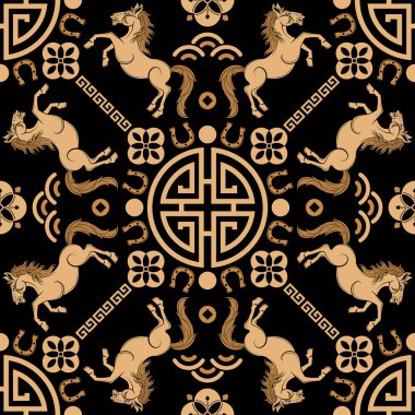 Kusursuz desenli mutlu Çin Yeni Yılı 2026 at burcu 