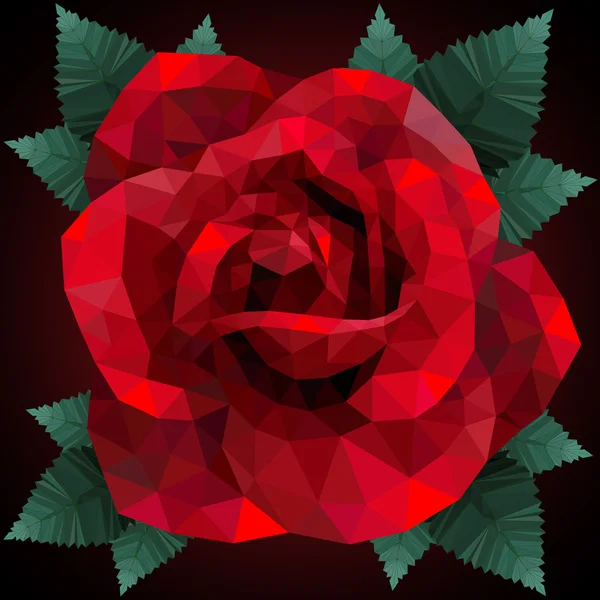 浪漫的红玫瑰，情人节一天低聚样式 — 图库矢量图片