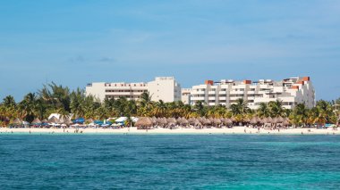 Isla Mujeres - Cancun, Meksika - Ağustos 2012 - güzel Caribbean beach