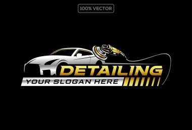 Araba logosu, oto yıkama logosu, otomotiv logosu. Spor aracı vektör illüstrasyon otomatik