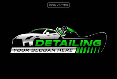 Siyah arkaplan üzerindeki otomatik ayrıntılı servis logo tasarım şablonu grafiği