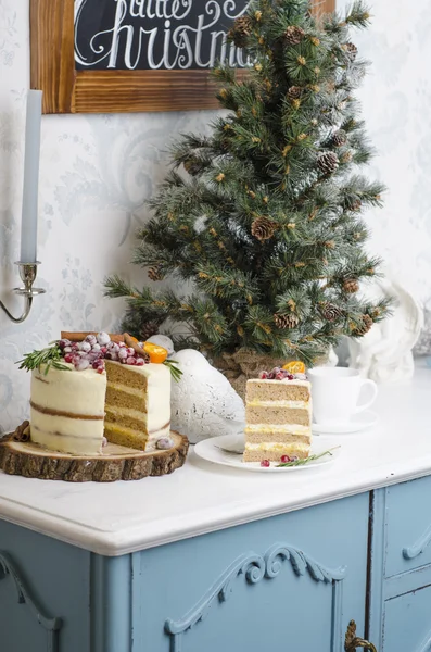 Winter cake in rustic style